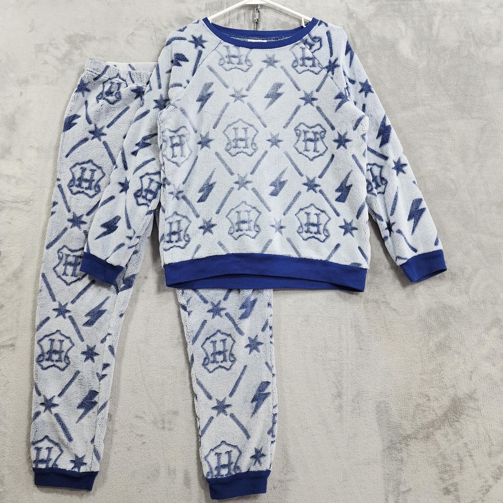 Harry Potter Pajama Set Womens S Blue Fleece Hogwarts Lightning Winter Lounge